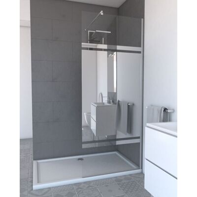 AURLANE Set Parete Doccia 80x200 Cm - Fascia Specchiata - Barra Di Fissaggio Estensibile E Profilo Cromo AURLANE Set Parete Doccia 80x200 Cm - Fascia Specchiata - Barra Di Fissaggio Estensibile E Profilo Cromo