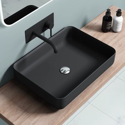 Doporro - Lavabo in marmo - 55x40x13cm - Antracite - Lavabo da bagno Doporro - Lavabo in marmo - 55x40x13cm - Antracite - Lavabo da bagno