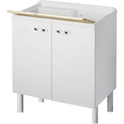NEGRARI Lavatoio Serie Arcobaleno Con Vasca 80x50 Cm A Un'anta Bianco Maniglie Cromate NEGRARI Lavatoio Serie Arcobaleno Con Vasca 80x50 Cm A Un'anta Bianco Maniglie Cromate
