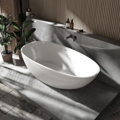 Bernstein Vasca indipendente in resina minerale VELA - 170 x 86 cm - Bianco (alta lucentezza) - Vasca Bernstein Vasca indipendente in resina minerale VELA - 170 x 86 cm - Bianco (alta lucentezza) - Vasca