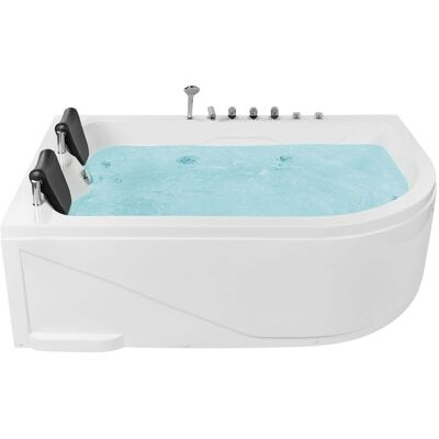 BELIANI Vasca Idromassaggio Angolare Destra Acrilico Bianco Con Luci Led Calama BELIANI Vasca Idromassaggio Angolare Destra Acrilico Bianco Con Luci Led Calama