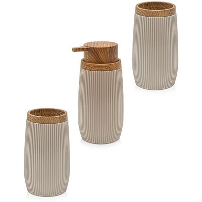 INBAGNO Set Accessori Bagno In Plastica Tortora Con Dispenser Sapone E Due Portaspazzolini Blob INBAGNO Set Accessori Bagno In Plastica Tortora Con Dispenser Sapone E Due Portaspazzolini Blob