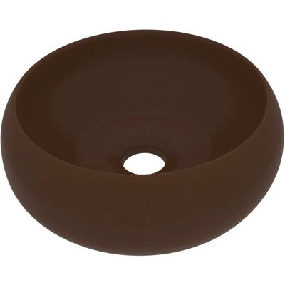 vidaXL Lavabo di Lusso Rotondo Opaco Marrone Scuro - Lavabo vidaXL Lavabo di Lusso Rotondo Opaco Marrone Scuro - Lavabo