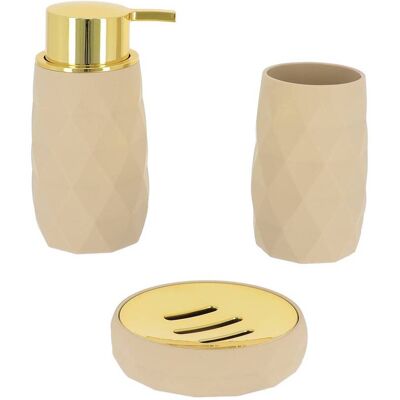 TENDANCE Set Dispenser E Porta Sapone Abs + Gomma - Beige - TENDANCE Set Dispenser E Porta Sapone Abs + Gomma - Beige -
