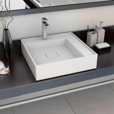 Lavandino in resina minerale/marmo vidaXL 50x50x12,3cm bianco Lavandino in resina minerale/marmo vidaXL 50x50x12,3cm bianco