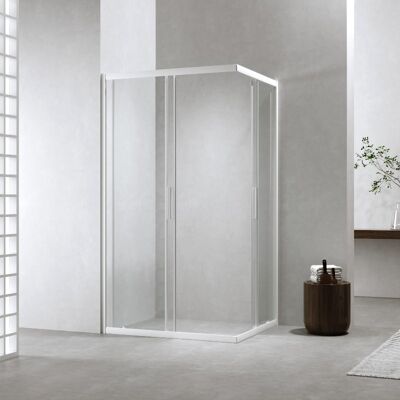 Elite Box Doccia 80x100 Cm Scorrevole H190 Profili Bianco Opaco Cristallo 6mm Trasparente Neat Elite Box Doccia 80x100 Cm Scorrevole H190 Profili Bianco Opaco Cristallo 6mm Trasparente Neat