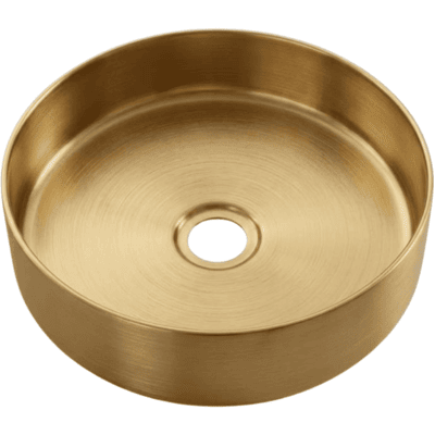 ESSEBAGNO Essenox Lavabo Da Appoggio Rotondo 37.5 Cm In Acciaio Inox Oro Spazzolato ESSEBAGNO Essenox Lavabo Da Appoggio Rotondo 37.5 Cm In Acciaio Inox Oro Spazzolato