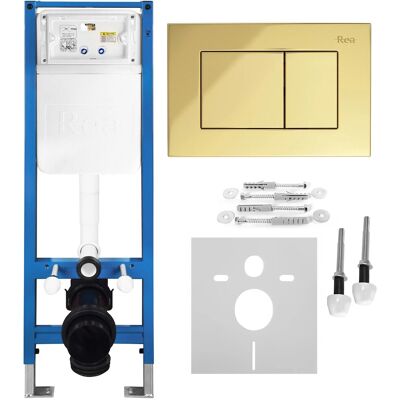 REA Telaio Da Incasso Per Wc Sospesi Slim 024n Con Placca Di Comando J Gold REA Telaio Da Incasso Per Wc Sospesi Slim 024n Con Placca Di Comando J Gold