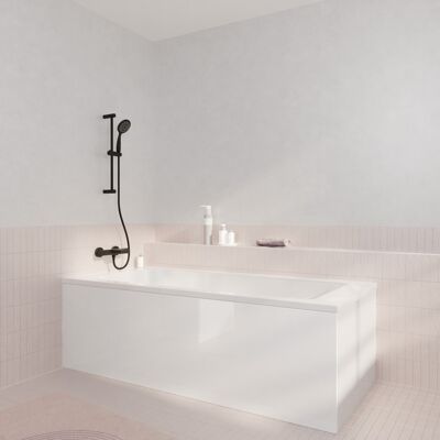 AURLANE Set Vasca Da Bagno 150x70 Cm Con Pannelli Rifilabili Da 180 Cm E 80 Cm - Bianco Lucido - Mae AURLANE Set Vasca Da Bagno 150x70 Cm Con Pannelli Rifilabili Da 180 Cm E 80 Cm - Bianco Lucido - Mae