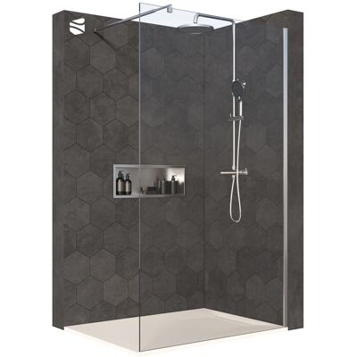Bernstein Parete Doccia Walk In Ex101 Vetro Temprato Trasparente - 10mm - Larghezza Selezionabile 1400mm Bernstein Parete Doccia Walk In Ex101 Vetro Temprato Trasparente - 10mm - Larghezza Selezionabile 1400mm