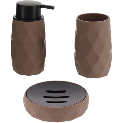 TENDANCE Set Dispenser E Porta Sapone In Abs + Gomma - Marrone - TENDANCE Set Dispenser E Porta Sapone In Abs + Gomma - Marrone -