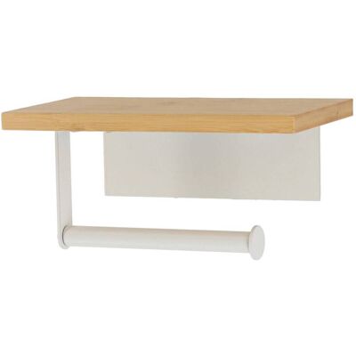 TENDANCE Portarotolo In Bambù Con Barra Metallica Da Incollare, Bianco - TENDANCE Portarotolo In Bambù Con Barra Metallica Da Incollare, Bianco -