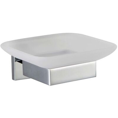 AQUASANIT Porta Sapone Con Bacinella In Vetro Satinato Serie Frame - Fissaggio Incollo O Viti AQUASANIT Porta Sapone Con Bacinella In Vetro Satinato Serie Frame - Fissaggio Incollo O Viti