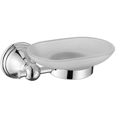 AQUASANIT Porta Sapone Da Parete Con Bacinella In Vetro Satinato - Serie Queen AQUASANIT Porta Sapone Da Parete Con Bacinella In Vetro Satinato - Serie Queen