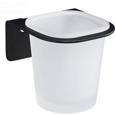 AQUASANIT - Skyline Porta Bicchiere Acciaio Bicchiere Vetro Satinato Nero Codice Prod: A202100ne AQUASANIT - Skyline Porta Bicchiere Acciaio Bicchiere Vetro Satinato Nero Codice Prod: A202100ne