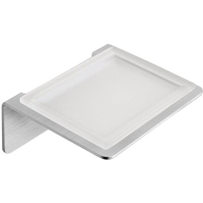 AQUASANIT Porta Sapone In Acciaio E Vetro Satinato Serie Skyline - Fissaggio Biadesivo O Incollo AQUASANIT Porta Sapone In Acciaio E Vetro Satinato Serie Skyline - Fissaggio Biadesivo O Incollo