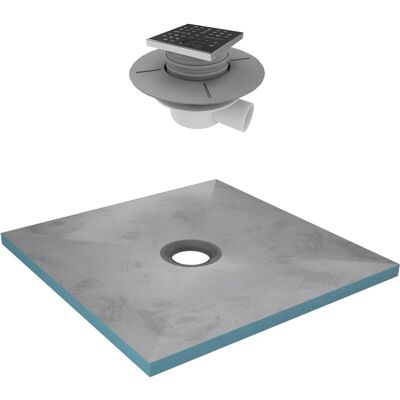 AURLANE - Piatto Doccia Da Rivestire 90x90 Cm Con Piletta Di Scarico Orizzontale - Griglia Inox AURLANE - Piatto Doccia Da Rivestire 90x90 Cm Con Piletta Di Scarico Orizzontale - Griglia Inox
