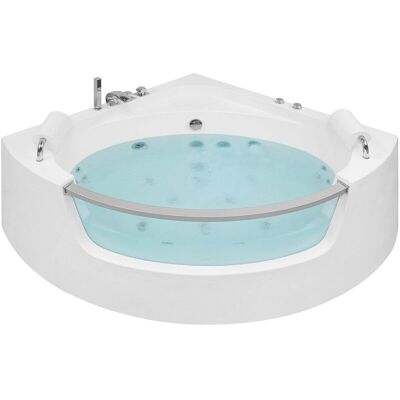 BELIANI Vasca Idromassaggio Angolare Acrilico Sanitario Bianco Con Getti E Led Mangle BELIANI Vasca Idromassaggio Angolare Acrilico Sanitario Bianco Con Getti E Led Mangle