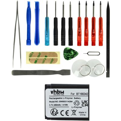 VHBW Batteria Sostituisce Bt166342, Px8914-944, Bt266342 Per Smartwatch Orologio Bracciale Fitness (380mah, 3,7v, Li-poly) + Set Utensili VHBW Batteria Sostituisce Bt166342, Px8914-944, Bt266342 Per Smartwatch Orologio Bracciale Fitness (380mah, 3,7v, Li-poly) + Set Utensili