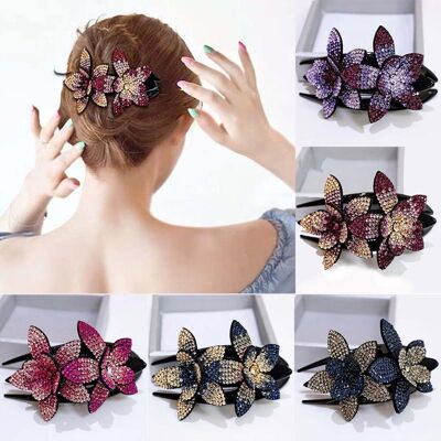 OEM Set Di 5 Fermagli Per Capelli Da Donna Con Doppio Fiore E Strass, Squisiti Fermagli Per Capelli In Cristallo, Accessori Decorativi Per Capelli Spessi E Lunghi OEM Set Di 5 Fermagli Per Capelli Da Donna Con Doppio Fiore E Strass, Squisiti Fermagli Per Capelli In Cristallo, Accessori Decorativi Per Capelli Spessi E Lunghi