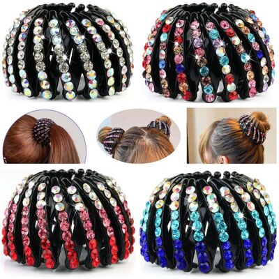 OEM Set Di Quattro Fermagli Per Capelli Da Adulto A Forma Di Nido D'Uccello Con Strass, Colorati OEM Set Di Quattro Fermagli Per Capelli Da Adulto A Forma Di Nido D'Uccello Con Strass, Colorati