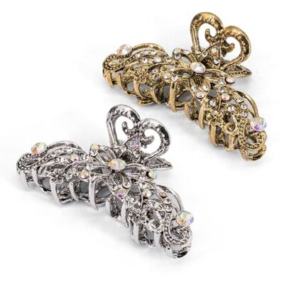 OEM Set Di Due Fermagli Per Capelli A Forma Di Artiglio, Adatti A Donne E Ragazze, Dallo Stile Retrò Metallico, Con Fermagli A Forma Di Banana E Fiore Con Strass Scintillanti, Dalla Tenuta Forte E Antisci OEM Set Di Due Fermagli Per Capelli A Forma Di Artiglio, Adatti A Donne E Ragazze, Dallo Stile Retrò Metallico, Con Fermagli A Forma Di Banana E Fiore Con Strass Scintillanti, Dalla Tenuta Forte E Antisci