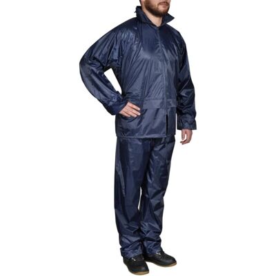 VIDAXL Completo Impermeabile Blu Marino Con Cappuccio Xl 2 Pz Per Uomini VIDAXL Completo Impermeabile Blu Marino Con Cappuccio Xl 2 Pz Per Uomini