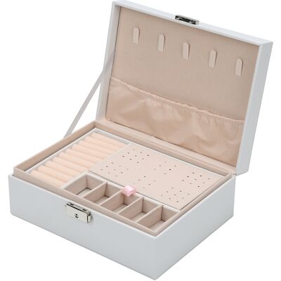 WOLKETON Scatola Per Gioielli Scatola Per Accessori 2 Livelli Organizzatore Per Anelli Bracciali Orecchini Orologi 23x17x9cm Bianco Classico WOLKETON Scatola Per Gioielli Scatola Per Accessori 2 Livelli Organizzatore Per Anelli Bracciali Orecchini Orologi 23x17x9cm Bianco Classico