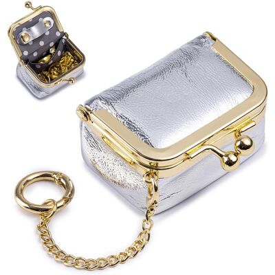 OEM Mini Portagioie In Pelle Custodia Per Accessori Portagioie Portatile Con Chiusura Kiss Lock Per Anelli Orecchini Collane (argento) OEM Mini Portagioie In Pelle Custodia Per Accessori Portagioie Portatile Con Chiusura Kiss Lock Per Anelli Orecchini Collane (argento)