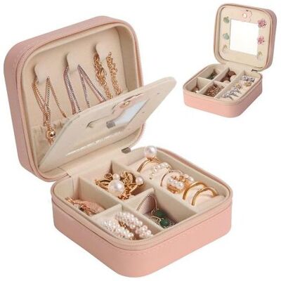 OEM Portagioie Da Viaggio Da Donna Con Specchietto, Realizzato In Similpelle, Può Contenere Orecchini, Anelli E Collane. Rosa. OEM Portagioie Da Viaggio Da Donna Con Specchietto, Realizzato In Similpelle, Può Contenere Orecchini, Anelli E Collane. Rosa.