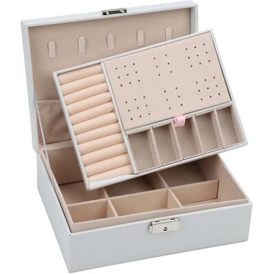 JIUBIAZ Scatola Per Gioielli Scatola Per Accessori 2 Livelli Organizzatore Per Anelli Bracciali Orecchini Orologi 23x17x9cm Bianco Classico JIUBIAZ Scatola Per Gioielli Scatola Per Accessori 2 Livelli Organizzatore Per Anelli Bracciali Orecchini Orologi 23x17x9cm Bianco Classico