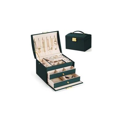 ENLENK Scatola Per Gioielli Da Donna E Ragazza, Cofanetto Porta Gioielli, Organizzatore Per Anelli, Bracciali, Orecchini, Orologi E Occhiali, Idea Regalo Di Natale, Verde Scuro 17x14x13cm Box02 ENLENK Scatola Per Gioielli Da Donna E Ragazza, Cofanetto Porta Gioielli, Organizzatore Per Anelli, Bracciali, Orecchini, Orologi E Occhiali, Idea Regalo Di Natale, Verde Scuro 17x14x13cm Box02
