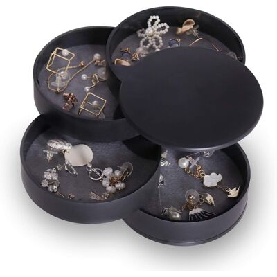 OEM Portagioie Per Ragazze, Con Specchio, Scatola Portaoggetti A Quattro Livelli Per Anelli, Orecchini, Collane, Regali Di Compleanno, Rotonda, 12x12 Cm. OEM Portagioie Per Ragazze, Con Specchio, Scatola Portaoggetti A Quattro Livelli Per Anelli, Orecchini, Collane, Regali Di Compleanno, Rotonda, 12x12 Cm.