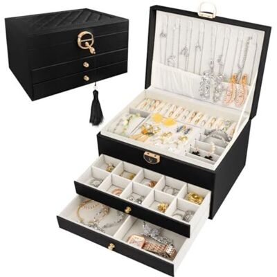 OEM Portagioie A Tre Livelli In Legno E Velluto – Elegante Contenitore Per Orecchini, Collane E Anelli – Ideale Per Donne E Ragazze Adolescenti OEM Portagioie A Tre Livelli In Legno E Velluto – Elegante Contenitore Per Orecchini, Collane E Anelli – Ideale Per Donne E Ragazze Adolescenti