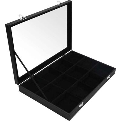 OEM Organizzatore Di Gioielli In Velluto Nero Con 12 Scomparti E Coperchio In Vetro - Vassoio Portagioie In Feltro Con Scomparti Regolabili - Contenitore Per Orecchini, Anelli, Collane E Bracciali - Crezu OEM Organizzatore Di Gioielli In Velluto Nero Con 12 Scomparti E Coperchio In Vetro - Vassoio Portagioie In Feltro Con Scomparti Regolabili - Contenitore Per Orecchini, Anelli, Collane E Bracciali - Crezu