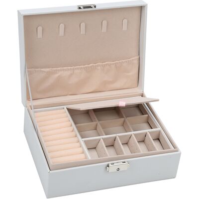 TOLLETOUR Scatola Per Gioielli Scatola Per Accessori 2 Livelli Organizzatore Per Anelli Bracciali Orecchini Orologi 23x17x9cm Bianco Classico TOLLETOUR Scatola Per Gioielli Scatola Per Accessori 2 Livelli Organizzatore Per Anelli Bracciali Orecchini Orologi 23x17x9cm Bianco Classico