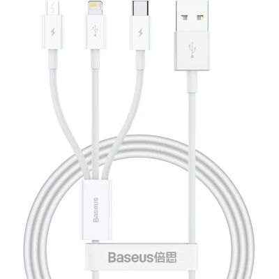 Baseus - Superior Series USB-A a USB-C/Lightning/Micro - 0,5m - 3,5A - Cavo Baseus - Superior Series USB-A a USB-C/Lightning/Micro - 0,5m - 3,5A - Cavo