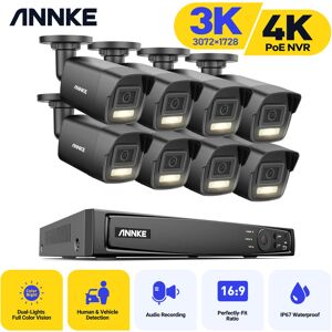 ANNKE Annek poe Kit di Videosorveglianza 8CH 4K Visione Remota H.265+ nvr 5MP H.265+ 4×Telecamera Smart Dual Light Impermeabilità Rilevamento del Movimento
