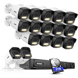 ANNKE AH500 - Sistema di sicurezza PoE 3K a 16 canali con 16 telecamere bullet, visione notturna a colori e ir, risoluzione 30721728, apertura f/1.6 (0,005