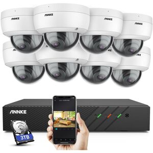 ANNKE H500 Sistema di telecamere di sicurezza PoE a 8 canali, nvr cctv da 6 mp e 8 telecamere ip da esterno Alexa da 5 mp, hdd da 3 tb, registrazione