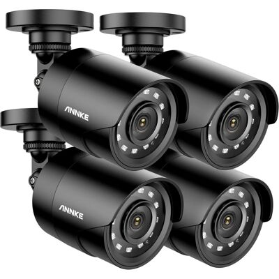 OEM Telecamera Di Sorveglianza, Risoluzione 1080p, Visione Notturna Fino A 30 M, Confezione Da 4, Colore Nero. OEM Telecamera Di Sorveglianza, Risoluzione 1080p, Visione Notturna Fino A 30 M, Confezione Da 4, Colore Nero.