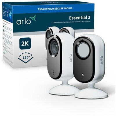 Arlo Telecamera Di Sicurezza Interna Essential 3 2k 2-pack Bianco Wi-fi 130° Arlo Telecamera Di Sicurezza Interna Essential 3 2k 2-pack Bianco Wi-fi 130°