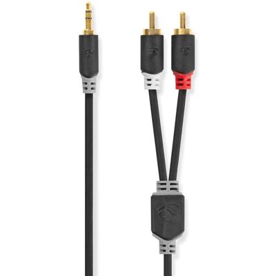 Nedis Stereo Audio Cable 35 Mm Male 2x Rca Male Gold Plated 100 M Round Anthracite Box Nedis Stereo Audio Cable 35 Mm Male 2x Rca Male Gold Plated 100 M Round Anthracite Box