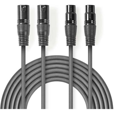 Nedis - Cavo Audio Bilanciato 2x Xlr 3 Pin Maschio 2x Xlr 3 Pin Femmina Nichelato 050 M Rotondo Pvc Grigio Scuro Custodia In Cartone Nedis - Cavo Audio Bilanciato 2x Xlr 3 Pin Maschio 2x Xlr 3 Pin Femmina Nichelato 050 M Rotondo Pvc Grigio Scuro Custodia In Cartone
