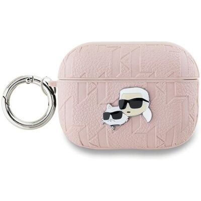 Custodia rosa per AirPods Pro 2 di Karl Lagerfeld - Monogramma Karl & Choupette - Cover protettiva Custodia rosa per AirPods Pro 2 di Karl Lagerfeld - Monogramma Karl & Choupette - Cover protettiva