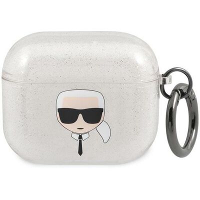 OEM Karl Lagerfeld Kla3ukhgs Cover Per Airpods 3 Argento/argento Glitterato Con La Testa Di Karl OEM Karl Lagerfeld Kla3ukhgs Cover Per Airpods 3 Argento/argento Glitterato Con La Testa Di Karl
