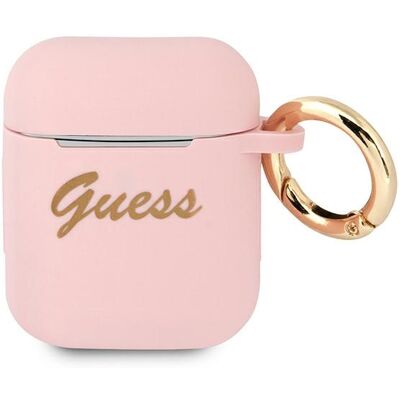 Custodia Guess AirPods Rosa Silicone Vintage - Protezione & Eleganza Custodia Guess AirPods Rosa Silicone Vintage - Protezione & Eleganza