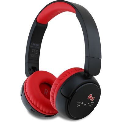 Cuffie Bluetooth con Logo Faccia Hello Kitty - Rosso Cuffie Bluetooth con Logo Faccia Hello Kitty - Rosso