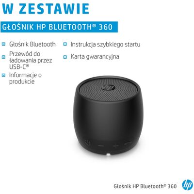 OEM Altoparlante Bluetooth Hp 360 Nero, Portatile E Cilindrico OEM Altoparlante Bluetooth Hp 360 Nero, Portatile E Cilindrico