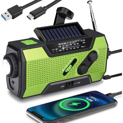 OEM Radio Di Emergenza Multifunzione Con Manovella, Pannello Solare, Led, Caricatore Usb E Batteria Da 2000 Mah, Allarme Sos OEM Radio Di Emergenza Multifunzione Con Manovella, Pannello Solare, Led, Caricatore Usb E Batteria Da 2000 Mah, Allarme Sos